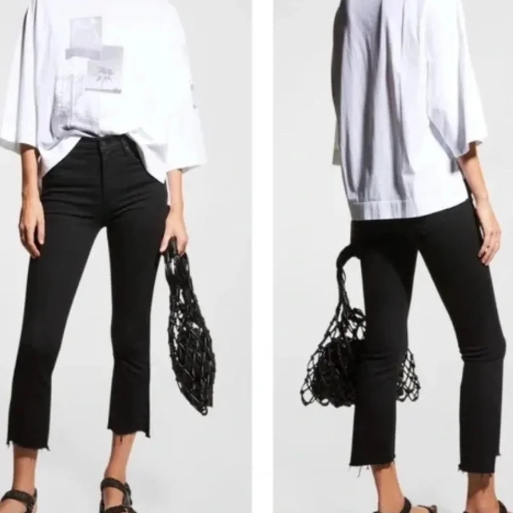 MOTHER Black Insider Crop Step Fray jeans, 26, CB2561 - Picture 2 of 6